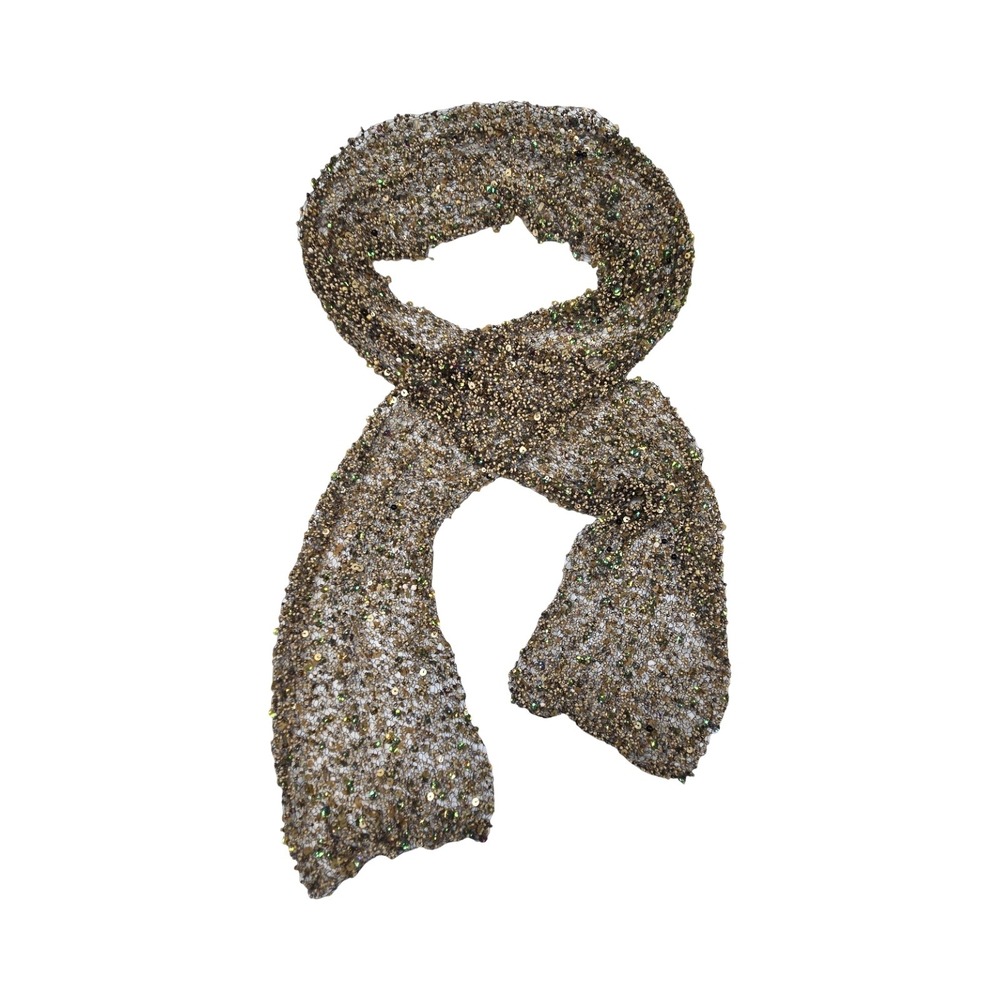 Hand Beaded Sequin Net Scarf Iridescent Evening Wrap Mermaid Forest Fairy